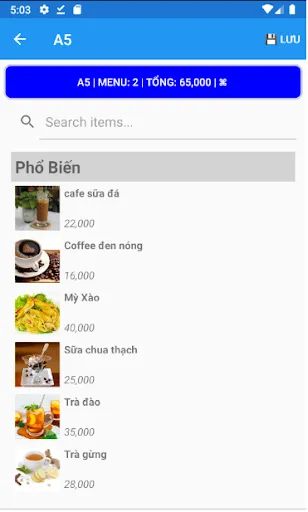 Zrzuty ekranu Cloud Menu POS