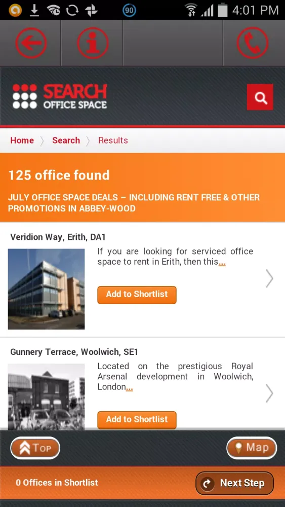 Search Office Space Screenshots