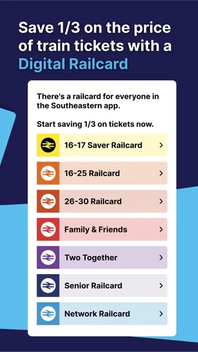 Captures d'écran de Southeastern: Train tickets