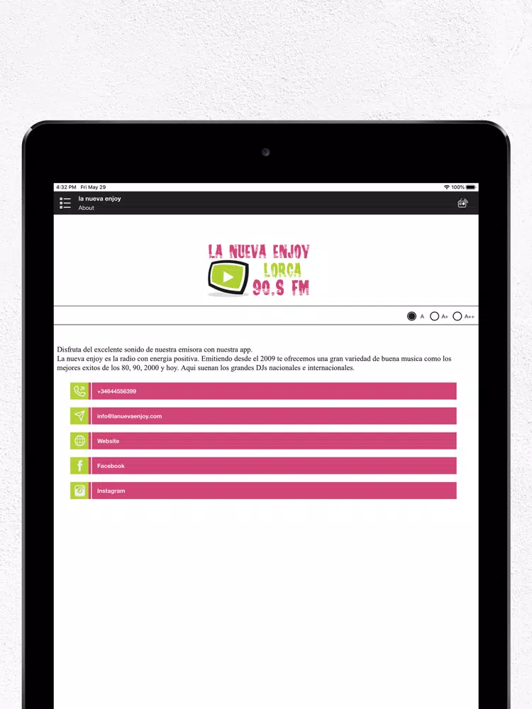 Screenshot di la nueva enjoy iPad 