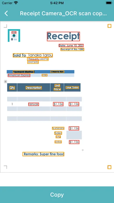 Receipt Camera 스크린샷
