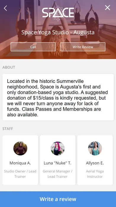 Screenshot di Space Yoga + Wellness Studio
