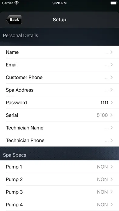 Tangkapan layar Spa control