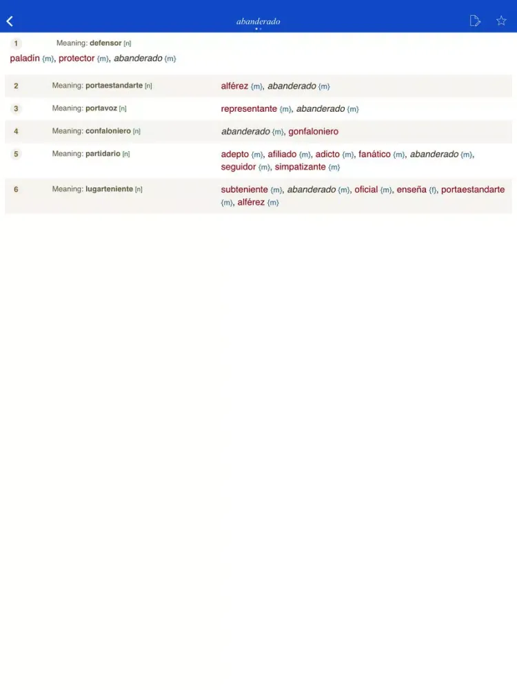Spanish Synonym Dictionary iPad  سکرین شاٹس