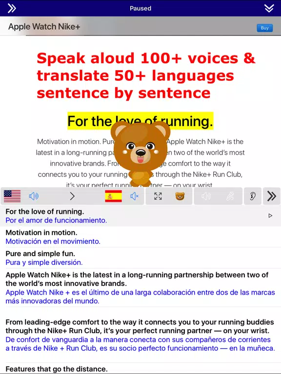 Tangkapan layar SpeakText for eBook Lite iPad 