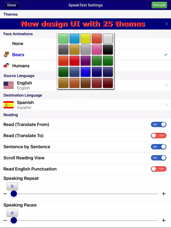 Tangkapan layar SpeakText for eBook Lite iPad 