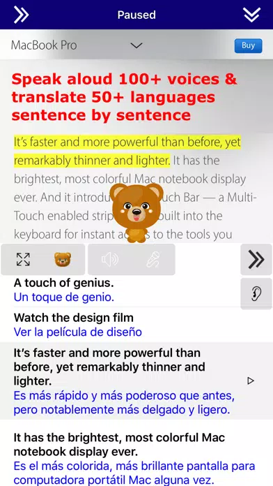 Tangkapan layar SpeakText for eBook Lite