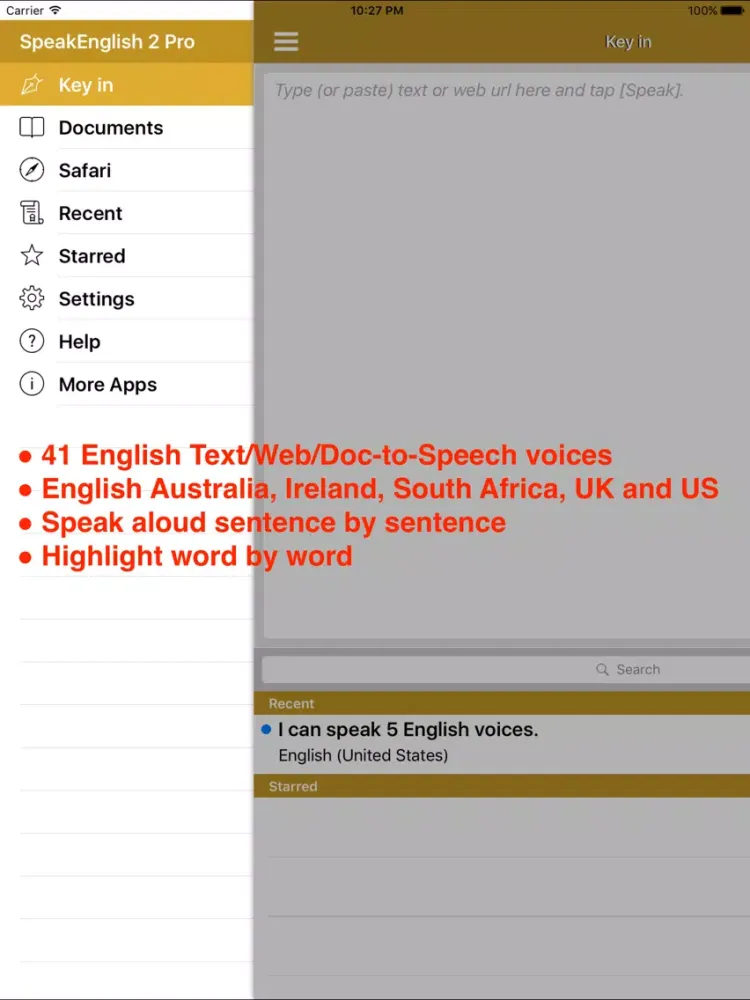 SpeakEnglish 2 (41 English TTS Voices) iPad  স্ক্রিনশট