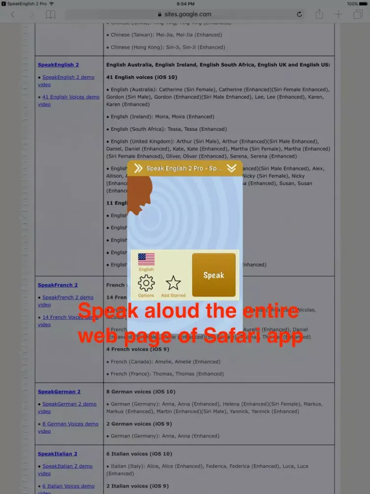 SpeakEnglish 2 (41 English TTS Voices) iPad  স্ক্রিনশট