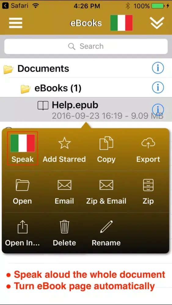 ภาพหน้าจอของ SpeakItalian 2 Pro (6 Italian Text-to-Speech)
