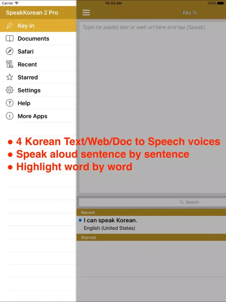 Captures d'écran de SpeakKorean 2 (4 Korean Text-to-Speech) iPad 
