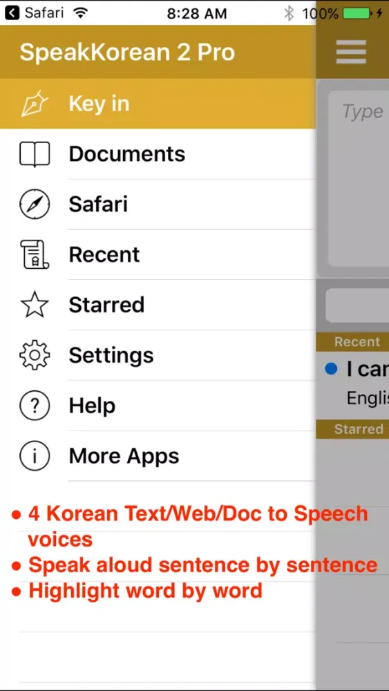Captures d'écran de SpeakKorean 2 (4 Korean Text-to-Speech)