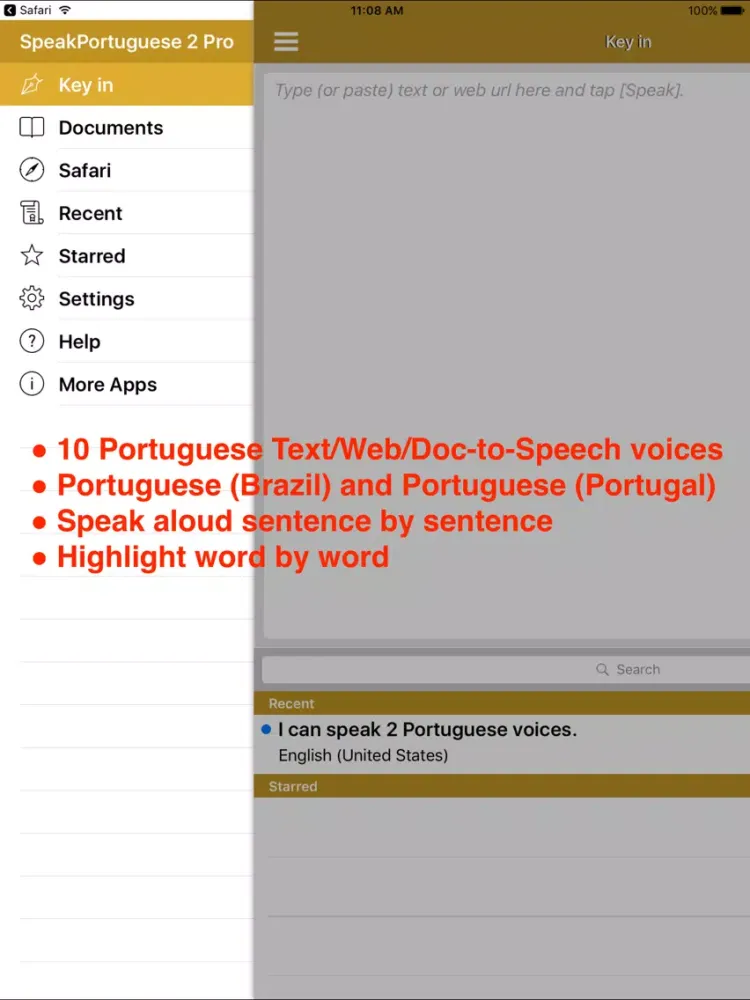 SpeakPortuguese 2 (10 Portuguese TTS) iPad  سکرین شاٹس