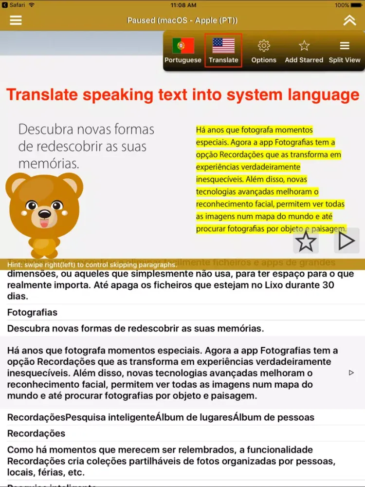 SpeakPortuguese 2 (10 Portuguese TTS) iPad  سکرین شاٹس