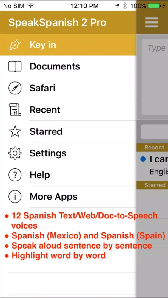 SpeakSpanish 2 (12 Spanish Text-to-Speech) 스크린샷