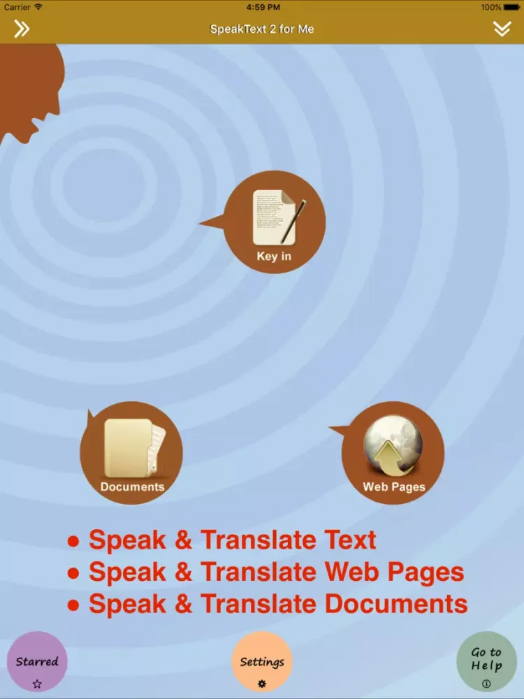 Ảnh chụp màn hình của SpeakText 2 for Me iPad 