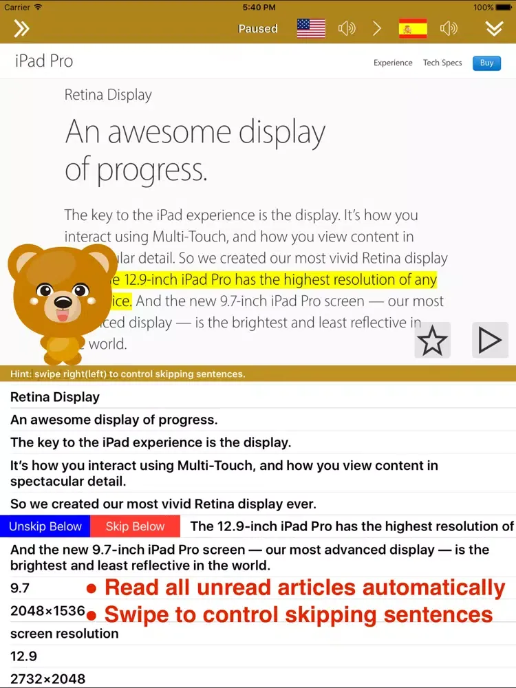 SpeakText 3 Lite iPad  Screenshots