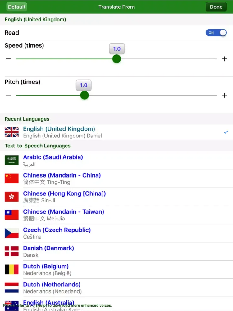 Tangkapan layar SpeakText Air iPad 