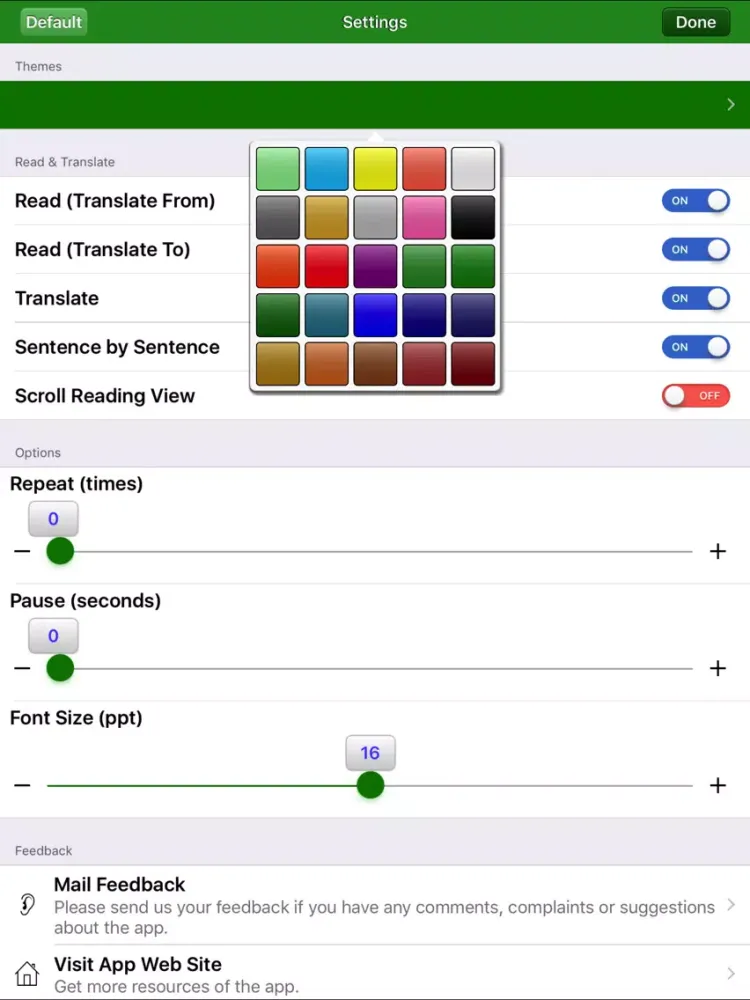 Tangkapan layar SpeakText Air iPad 