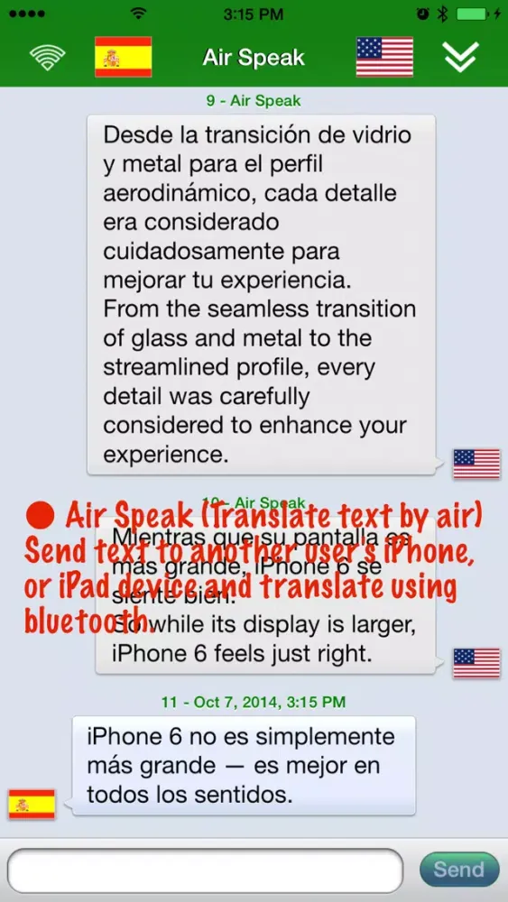 Tangkapan layar SpeakText Air