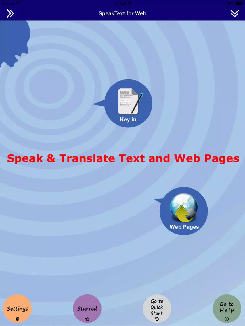 Capturas de tela do SpeakText for Web iPad 