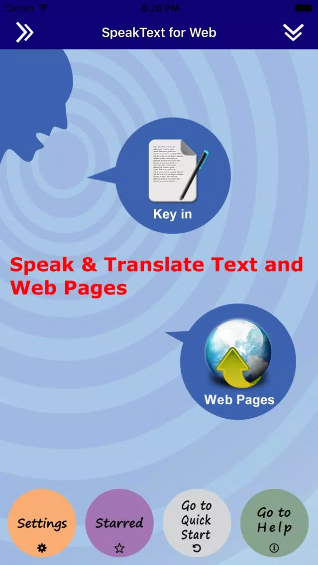 Capturas de tela do SpeakText for Web