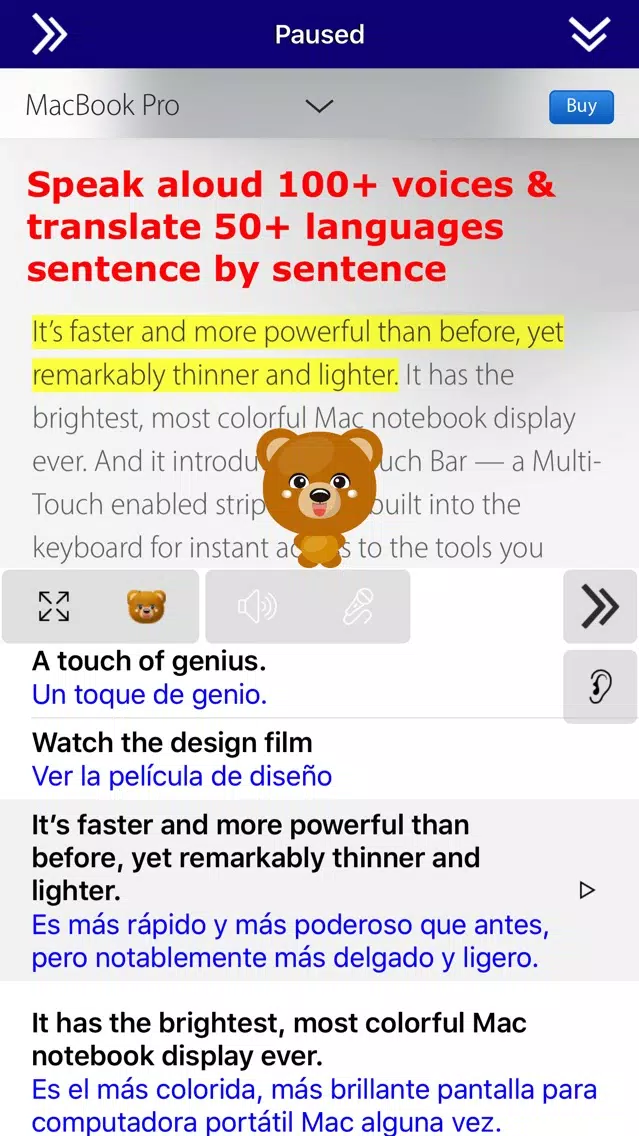 Capturas de tela do SpeakText for Web