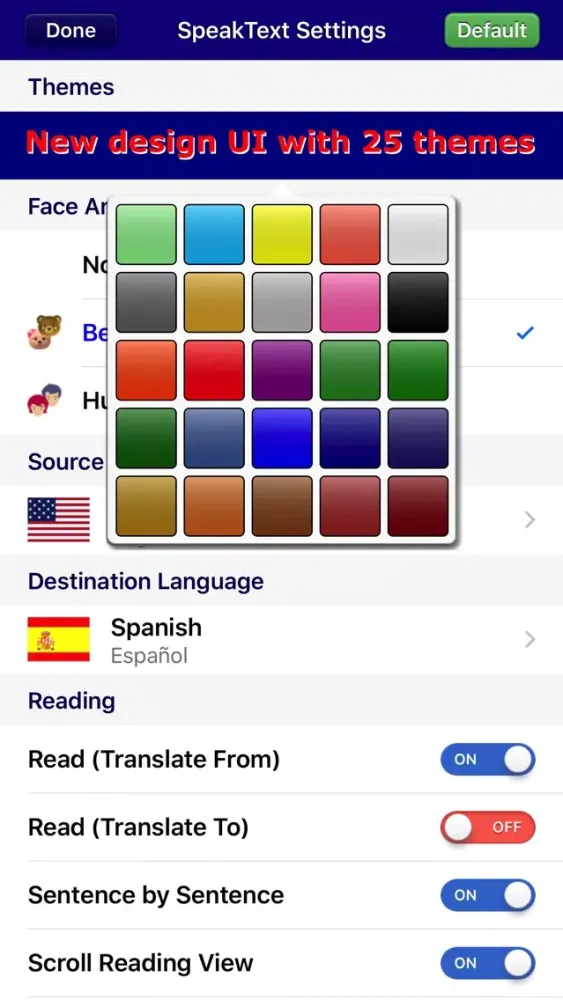 Capturas de tela do SpeakText for Web