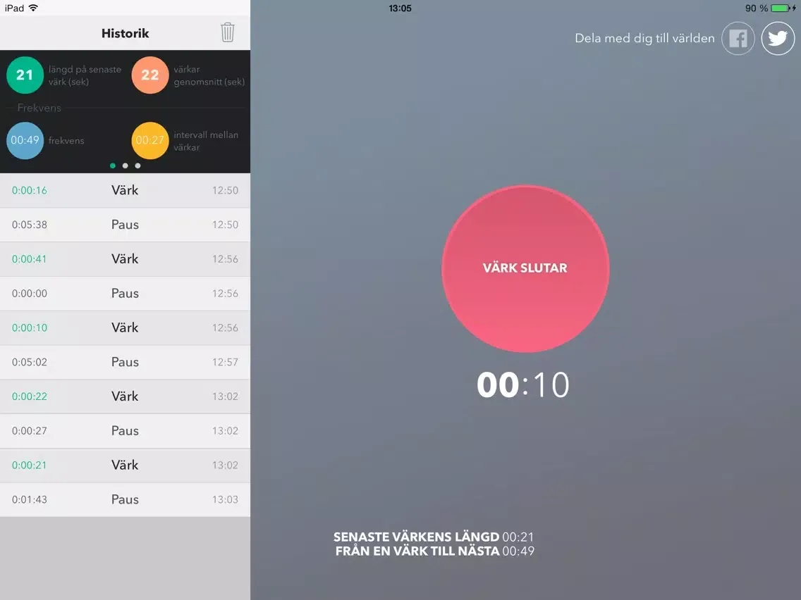 Ảnh chụp màn hình của Time it baby - Contractions and Labor Timer iPad 