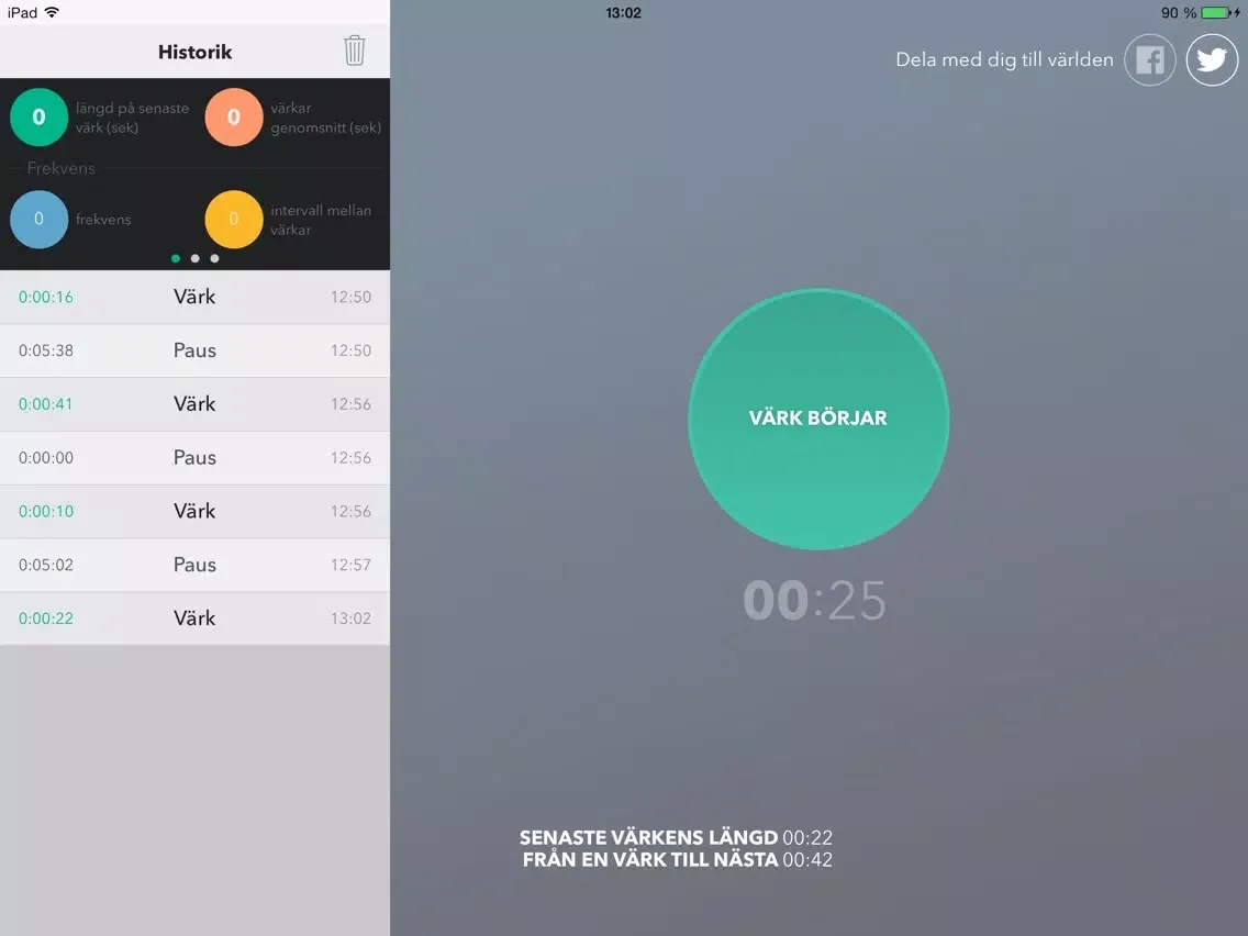 Ảnh chụp màn hình của Time it baby - Contractions and Labor Timer iPad 