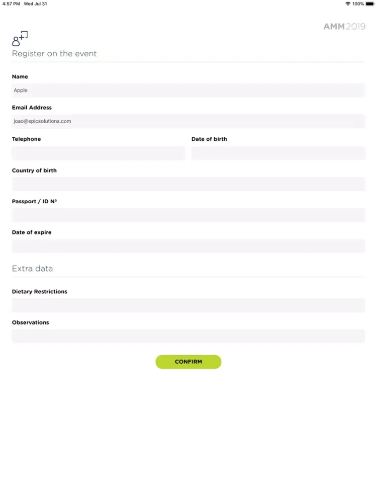 Ảnh chụp màn hình của APP BA Glass AMM iPad 