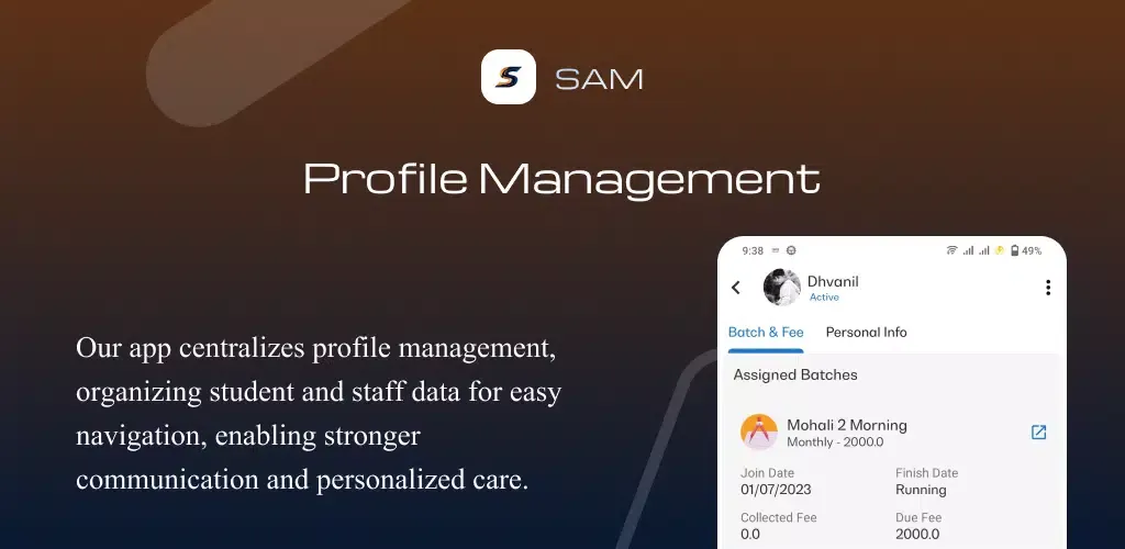 SAM-Sports Academy Manager App 스크린샷