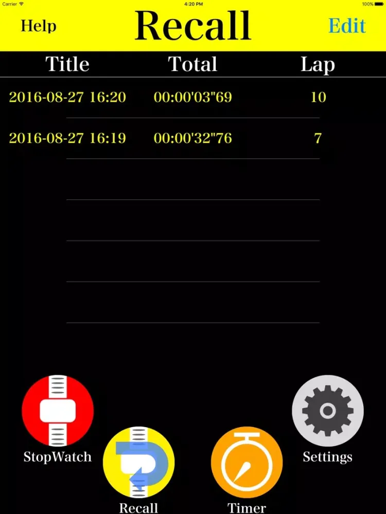 StopWatch for runners Pro iPad  Screenshots