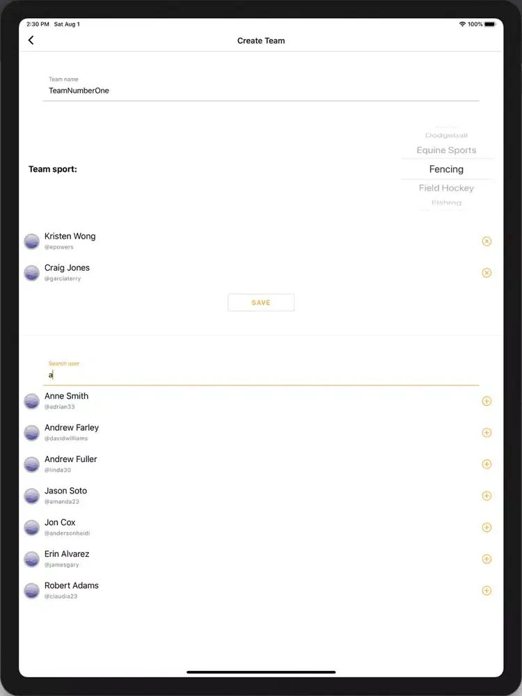 SportUp to find Sport Team iPad  Ekran Görüntüleri