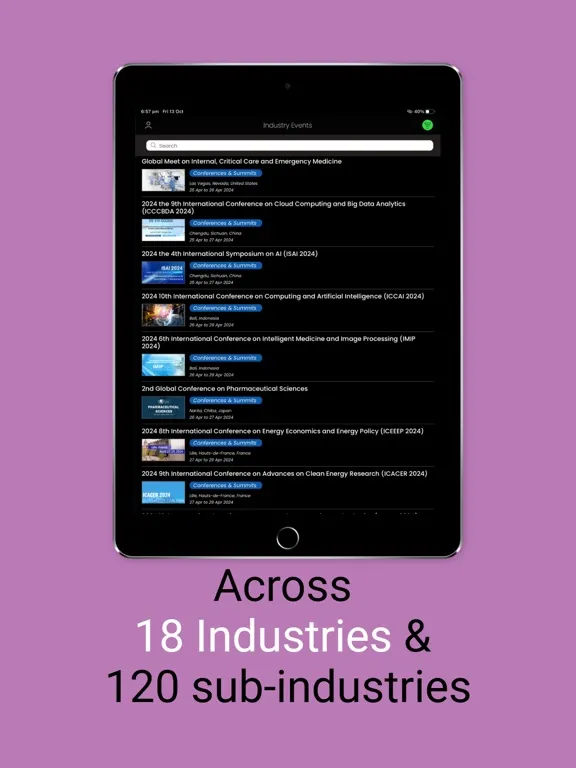 Industry Events iPad  Ekran Görüntüleri