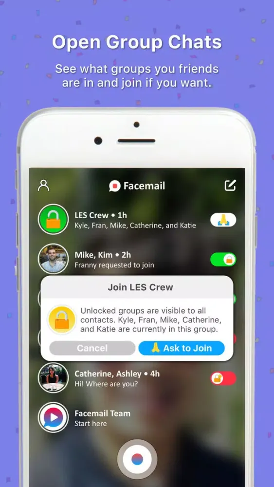 Captures d'écran de Facemail - Group Video Message