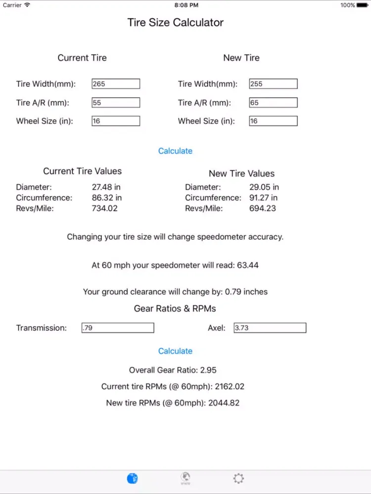 Capturas de pantalla de Tyre Size Calculator iPad 