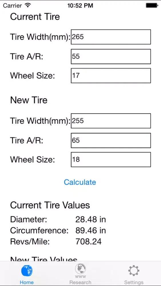 Capturas de pantalla de Tyre Size Calculator