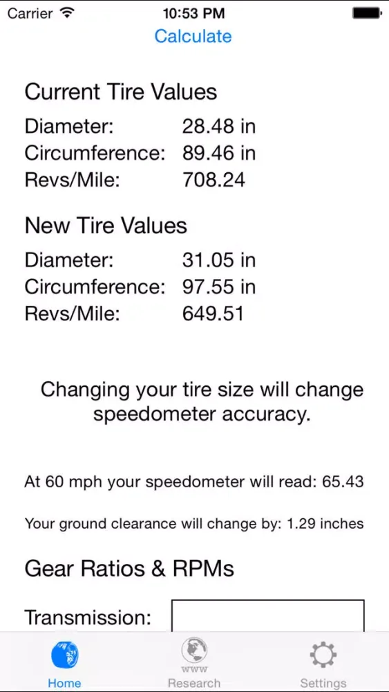 Capturas de pantalla de Tyre Size Calculator