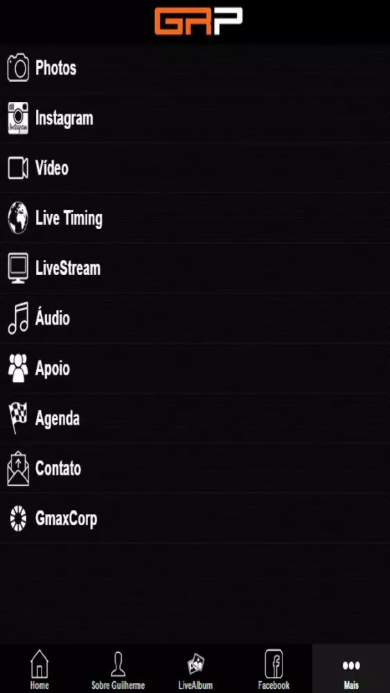Capturas de tela do GRP