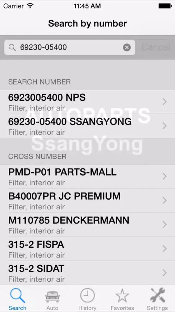 Captures d'écran de Autoparts for SsangYong