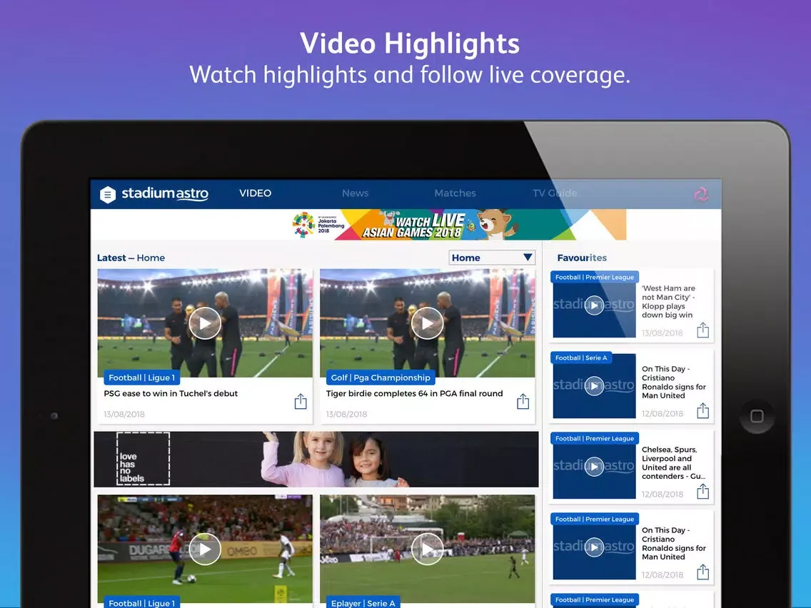 Tangkapan skrin Stadium Astro iPad 