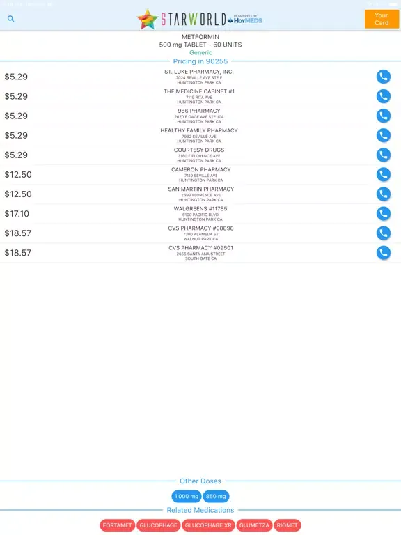 Скриншоты Starworld Medication Discount iPad 