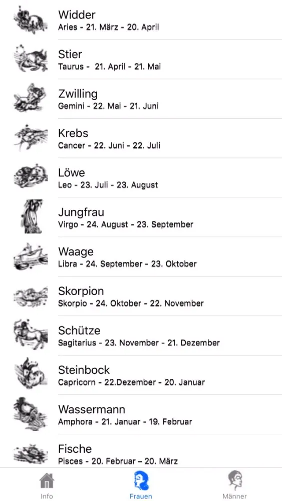 Partnerhoroskop App Screenshots