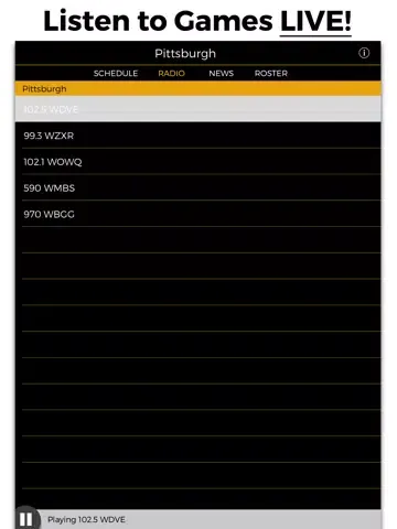 Tangkapan skrin Pittsburgh Football Radio & Live Scores iPad 
