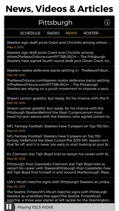 Tangkapan skrin Pittsburgh Football Radio & Live Scores