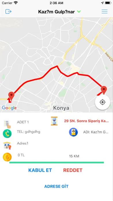 Screenshot di Delivery App
