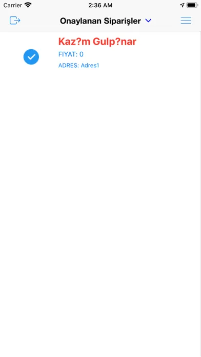 Screenshot di Delivery App