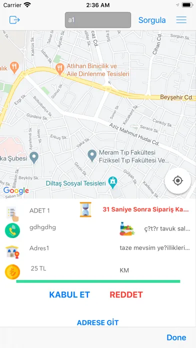 Screenshot di Delivery App