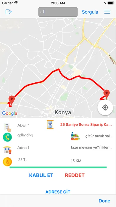 Screenshot di Delivery App